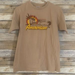 Amsterdam Weed Smokers Paradise ‘84 Vintage Tourist Vacation Shirt Tan T-Shirt